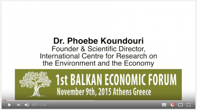 1st Balkan Economic Forum - Prof. Phoebe Koundouri on Conflict Resolution Research Funds